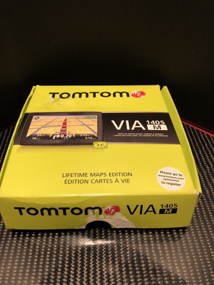 TomTom VIA 1405M 4.3-Inch Portable GPS Navigator With Lifetime Maps MINT NOB