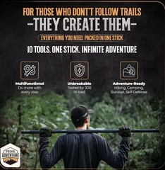Hiking Tactical Stick Walking Staff – Outdoor Multitool Gear Trekking Pole