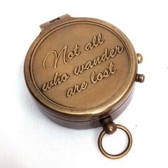 SIFAAT WORLD ”Not All Who Wander are Lost Engraved Antique Brass Pocket Compass