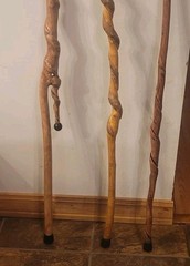 🔥BEAUTIFUL! Set of 3 Vintage Twisted Walking Sticks! Finished With Handles