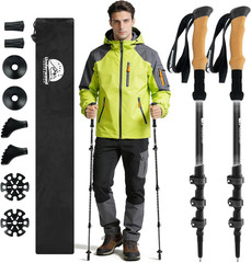 Carbon Fiber Trekking Poles Lightweight – Collapsible Hiking Poles with Cork Gri