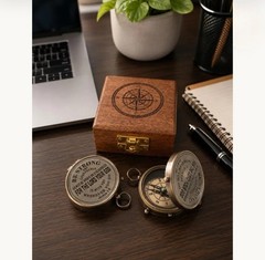 Joshua 1:9 Scripture Compass, Personalized Baptism Graduation Gift in Wooden Box