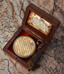 to My Son Compass with Wooden Box-Mom Medium, Antique Brass