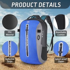 Waterproof Backpack, Waterproof Submersible Backpack, Floating TPU 30L Blue