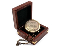 Handmade Engraved Brass Compass with Thoreau’s Go Confidently Quote | Inspira…