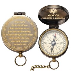 Proverbs 3: 5-6 Engraved Compasses, Wood Box Greeting – Trust in The Lord Com…
