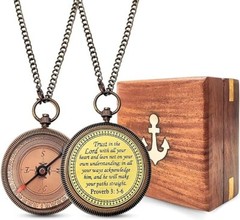Vintage Brass Locket Compass with Wooden Box Case – Your Elegant Pathfinder