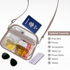 Clear Bag for Stadium Events Clear Sports Fan Handbags Purses with Small Khaki
