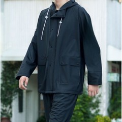 PVC Rain Suit Double Hood Design For Cyclists For Night Safety Large Size Range