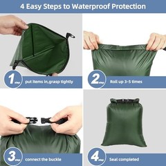 3PCS Waterproof Dry Bags, Lightweight Dry Bags For Kayaking All Green
