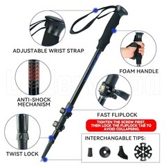Trekking Poles Collapsible Hiking Poles – 2 Pack Adjustable Aluminum Black