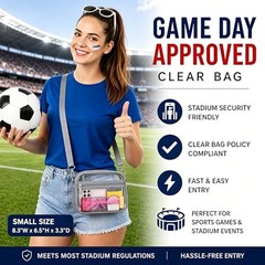 Clear Bag for Stadium Events Clear Purse Stadium Bag Satchel Large Grey Clear