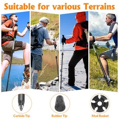 Travel Folding Trekking Hiking Pole with Carrying Case,Collapsible Cane Adjus…