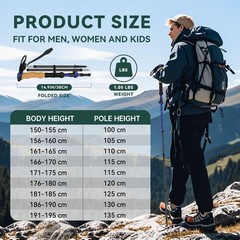 Carbon Fiber Trekking Poles – Lightweight Collapsible Hiking Poles, 2 PCS Nor…