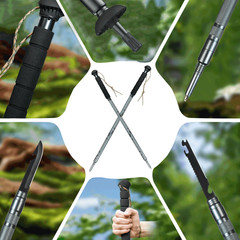 Tactical Trekking Pole Hiking Stick Survival Multi Tool Adjustable 105cm / 41in