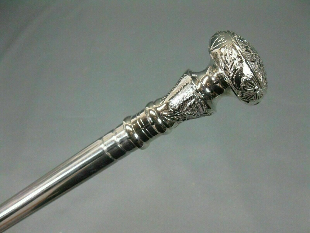 Stainless Steel Walking Hiking Stick Cane Silver97 Noble Luxury vintage Handmade
