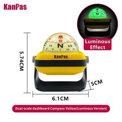 KanPas Dashboard Compass w/ Double Dials, Luminous Capsule & Adjuster
