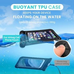 2 Pack Waterproof Floating Phone Pouch IPX8 Floatable Waterproof Blue+Black
