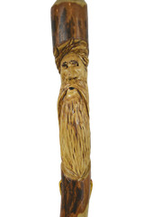 Walking Stick, Mountain Man Carving, Dark Wood Hiking Staff, Strong, Made in USA