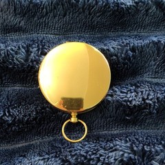 Gold Metal Analog Pocket Compass with Lid Cover, Direction, Hiking