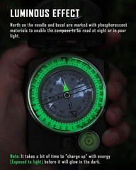 Military Compass Waterproof Impact-Resistant Curved Lensatic for Hiking Survival