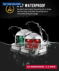 Partsam 2Pcs Marine Boat LED Bow Navigation Lights, Red Green Deck Port Side Sta