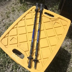 Pair Adjustable Trekking Poles Black Blue Foam Grip Wrist Straps
