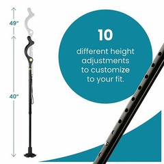 Posture Walking Cane for Men and Women with Adjustable Heights Folding 10 Level