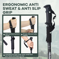 2PCS Collapsible Trekking Poles Adjustable Telescopic Walking Sticks Lightweight