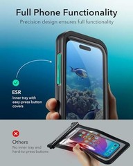 Waterproof Phone Pouch for iPhone 13 Pro / 14 Pro / 15 Pro, Underwater Black
