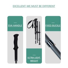 Trekking Poles Carbon Fiber Foldable Ultra Compact Ultralight High Strength