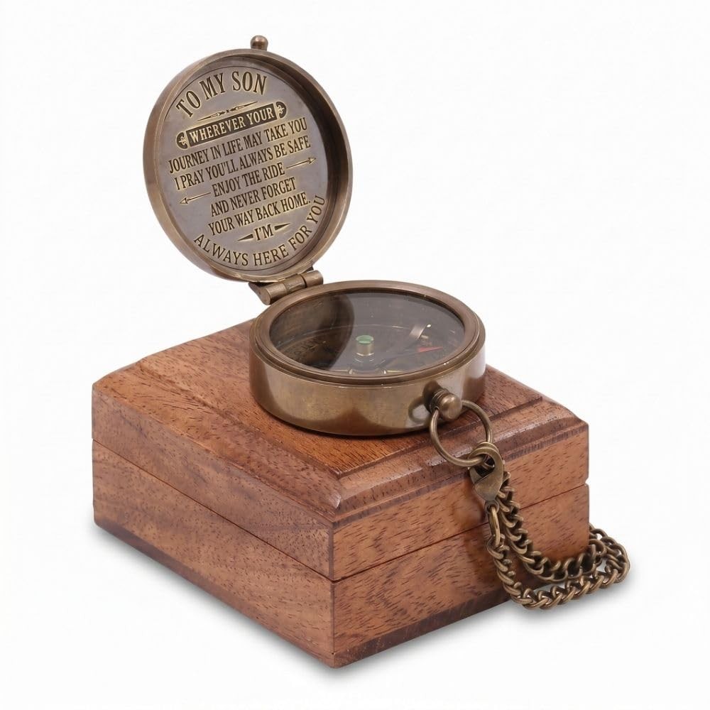 Pocket Brass Compass, Nautical Navy Compass for Camping, Travelling, Hiking, …