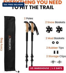 3K Carbon Fiber Trekking Poles, Collapsible Set of 2 Lightweight Adjustable Hiki