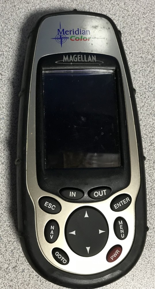 Magellan Meridian Color Handheld GPS Receiver With Windshield Mount & 12V Power