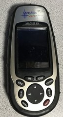 Magellan Meridian Color Handheld GPS Receiver With Windshield Mount & 12V Power