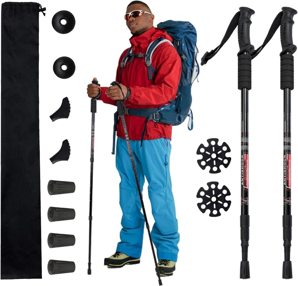 Trekking Poles Shock Absorbing Adjustable Hiking/Walking Sticks Hiking
