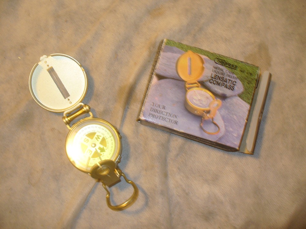 Compass Lensatic No. 678 Metal Case Liquid Filled with Box
