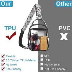 Clear Bag for Stadium Events, Clear Crossbody Bag, Transparent Purses 0-black