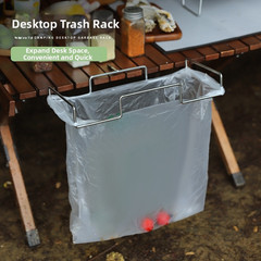 Compact Stainless Steel Trash Bag Hanger 25.5x5x32cm for Outdoor Camping Use