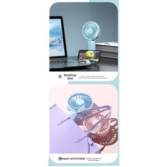Handheld USB Desk Fan for For MINI Rechargeable 3 Speed Portable Quiet Cooling