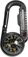 Carabiner Compass W/ Thermometer 4 x 3.5 inches Black Handheld Navigation Tool