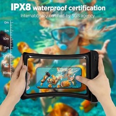 Floatable Waterproof Phone Pouch 2 Pack Up Up to 10.0″-Floatable Black+Green