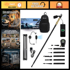 Collapsible Tactical Walking Stick with LED Light & USB Charging – Heavy-Duty Hi