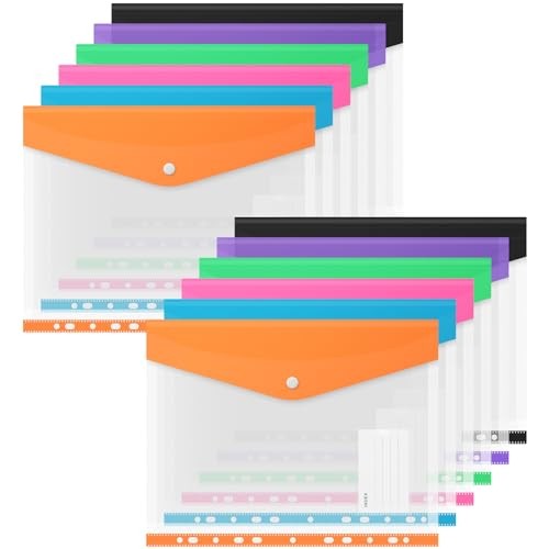 Binder Pocket Organizer Folders, 12 Pack Expandable Folders Horizontal-12 Pack
