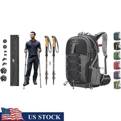 Durable Aluminum Trekking Poles Adjustable 26-54 inch W/ Backpack Waterproof 40L