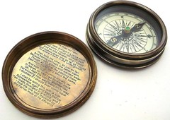 Robert Frost Poem Compass-Pocket Compass w Leather Case Rustic Vintage Home Deco