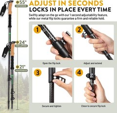 Ultra Strong Lightweight Carbon Fiber Trekking Poles – 55-Inch Adjustable Design