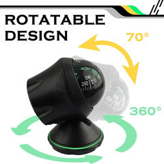 Compass for Car with Bottom Stick Car Compass Ball,Adjustible and Night Vision C
