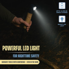 Collapsible Tactical Walking Stick with LED Light, USB Charging, Cork Grip, and