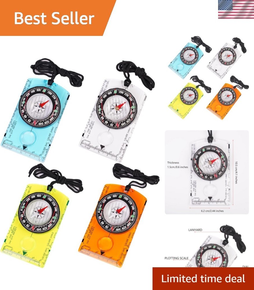4 Pcs Outdoor Compass with Adjustable Declination,Magnifier,Ruler,Scale. Mult…